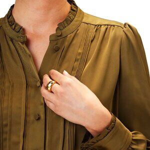 Amour Vert Charlotte Blouse Bronzed Olive NWOT M never worn
